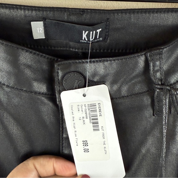 Kut from the Kloth Black Ana Coated High Waist Flare Jeans New Size 12 - Picture 11 of 11